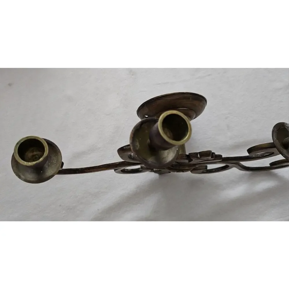 Brass Wall Sconce Candle Holder 4 Arm Vintage Antique 18 X 10